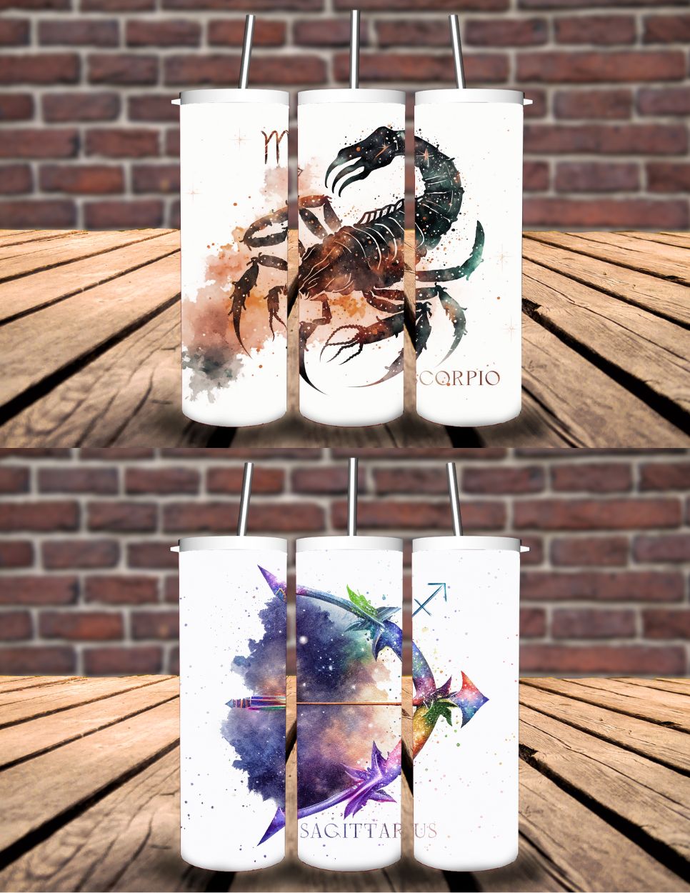 Zodiac watercolor tumbler