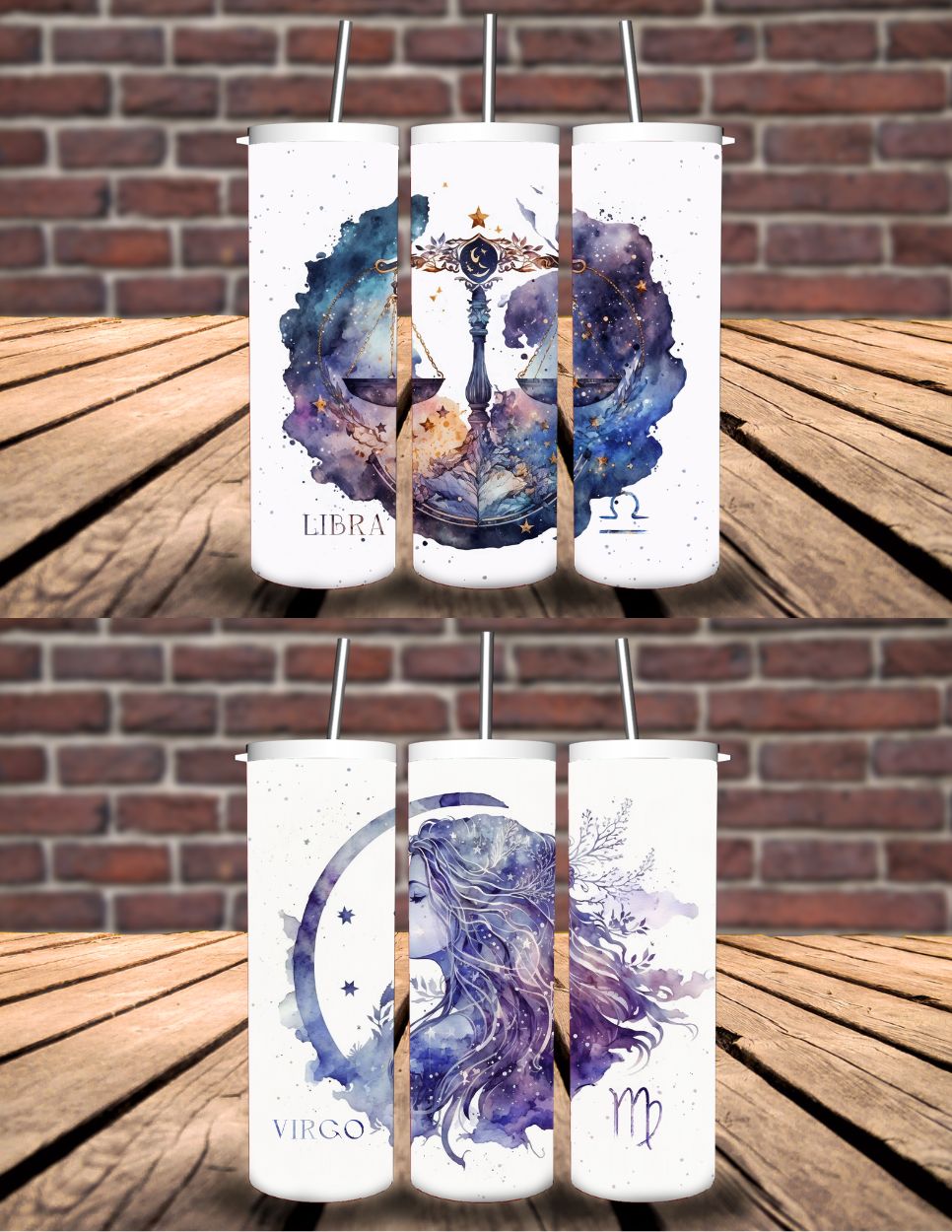 Zodiac watercolor tumbler
