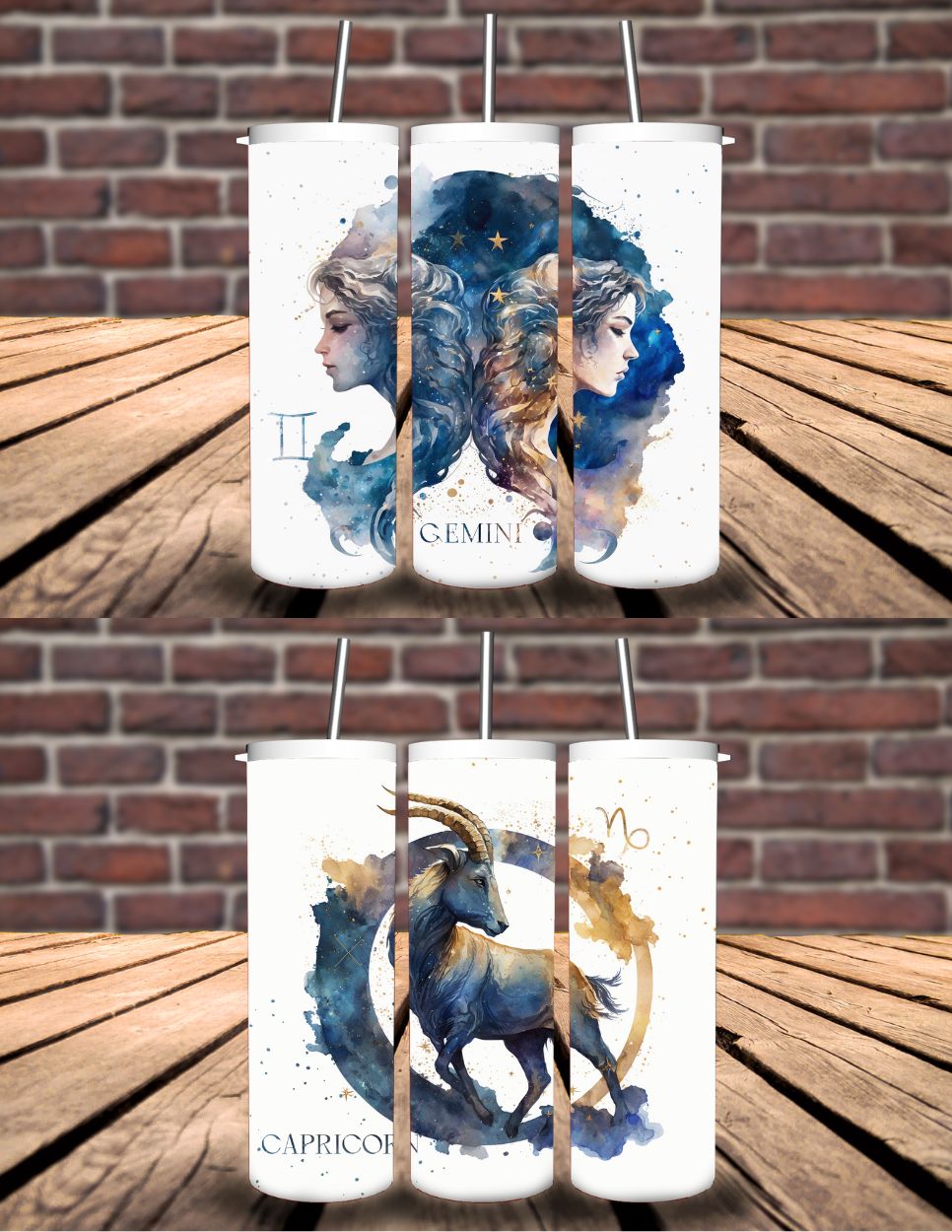 Zodiac watercolor tumbler