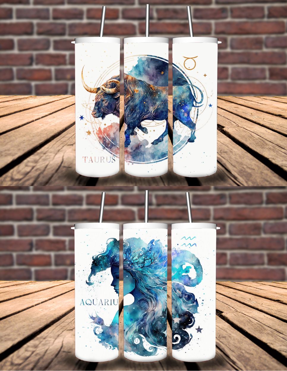 Zodiac watercolor tumbler