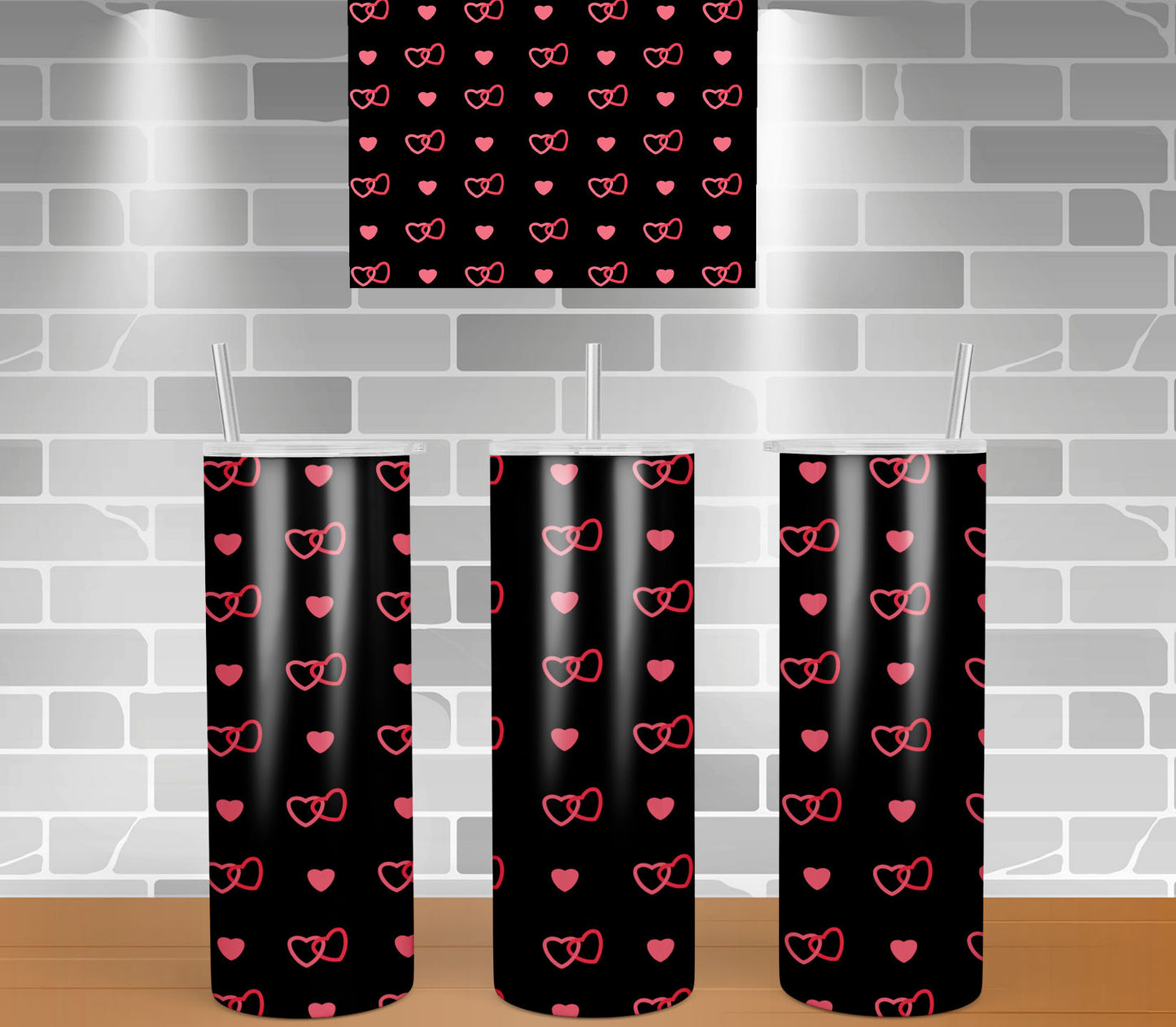 Black with Pink Heart tumbler