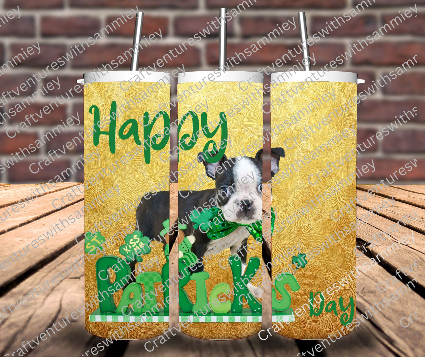 Gold Puppy luck Tumbler