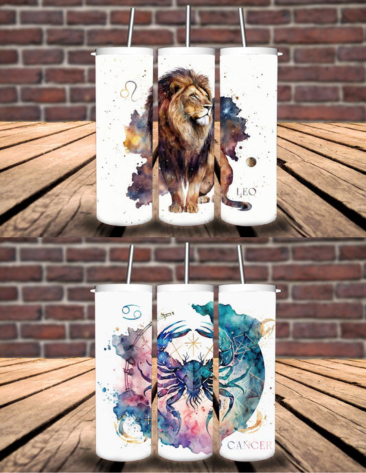 Zodiac watercolor tumbler