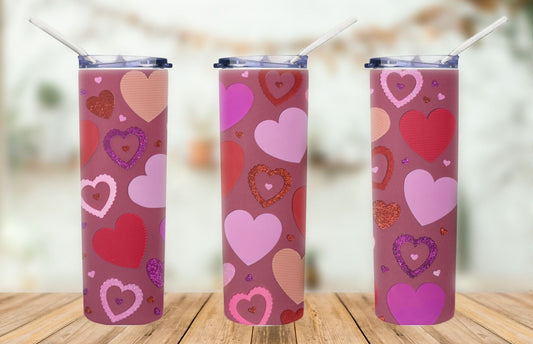 Pink hearts 20oz tumbler