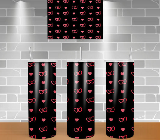 Black with Pink Heart tumbler